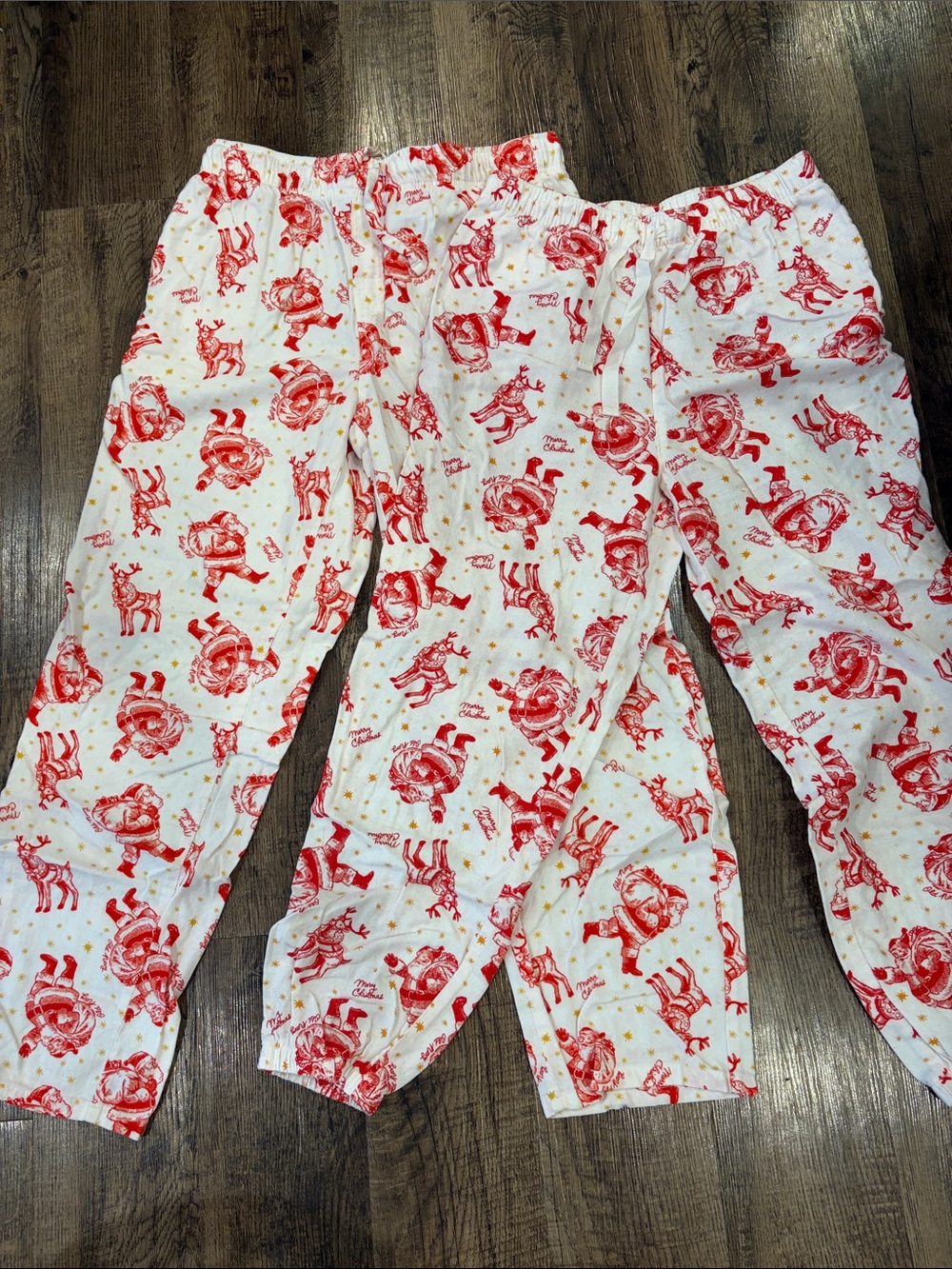 Old Navy Men’s and Women’s Matching White and Red Holiday Santa Pajama Pants